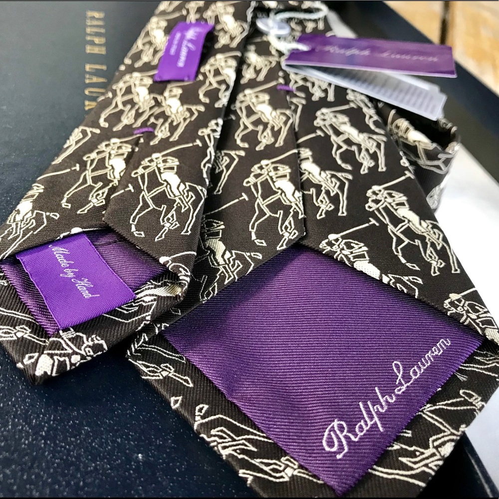 🔥SUMMER 26’🔥💯🆕RALPH LAUREN PURPLE LABEL ART DECO POLO PLAYER MOTIF TIE FIRE🔥